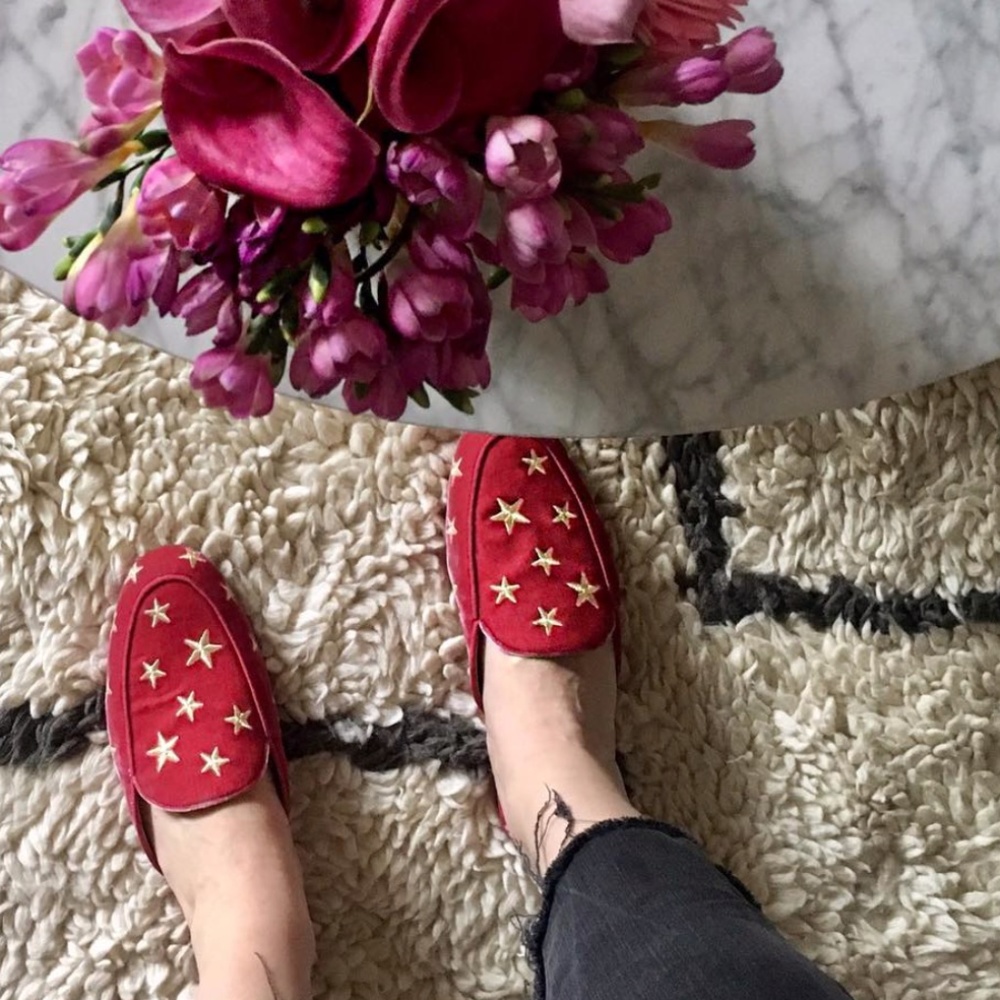 Ann Taylor Karolina Star Velvet Loafer Slides